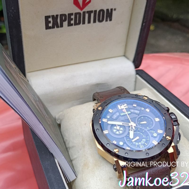 Jam Tangan Arloji Expedition Tipe 6402 M Remaja Cowok Pria Analog Original Ori Murah Anti Air Kulit 