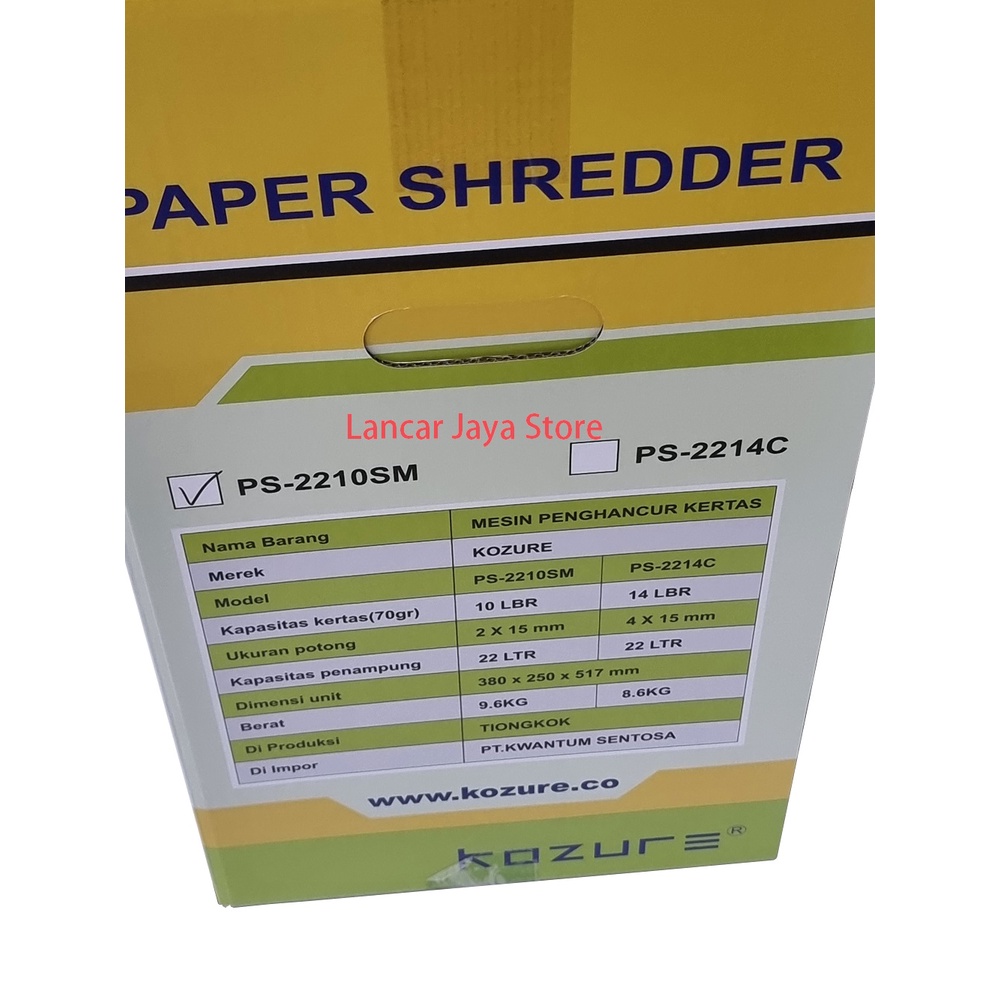 Paper Shredder / Mesin Penghancur Kertas Kozure PS-2210SM Micro Cut