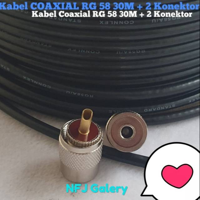 Kabel terbaik Kabel COAXIAL RG 58 30 Meter Plus Dua Konektor