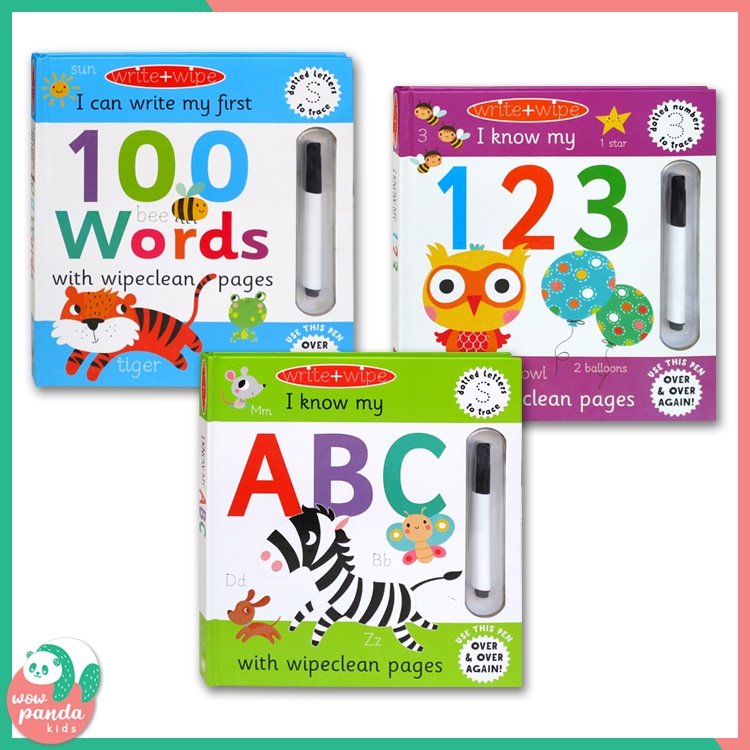 I Know My 123, ABC, My First 100 Words (Write + Wipe Board Book With Wipeclean Pages) (wp)