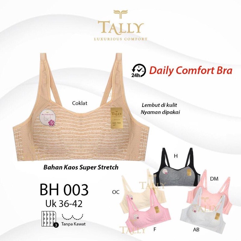 TALLY BRA BH 003 I TANPA KAWAT I BUSA TIPIS I CUP C | SIZE 36-42