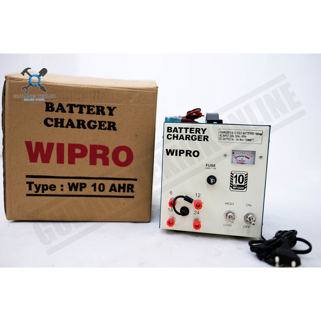 Charger Aki Mobil Motor WIPRO / Baterai Charger 15AH / Cas Accu 15 AH