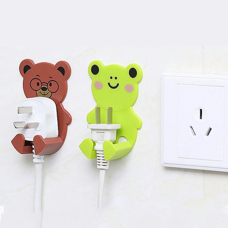 Kait Gantung Dinding Holder Kabel Power / Kunci / Handuk Desain Kartun Lucu Kreatif Untuk Rumah / Kantor