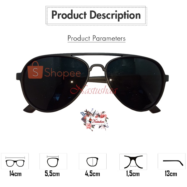 Kacamata Hitam Aviator Retro Lensa Gelap Perlindungan Mata Anti Sinar UV Unisex pria/wanita Kaca Mata luar ruangan Fashion Gaya NOCASE