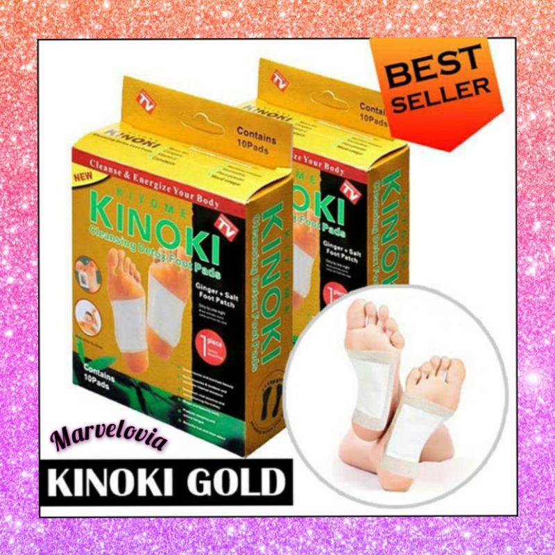 marvelashop | kinoki gold emas koyo kaki detox asli original 1 box isi 10 sachet