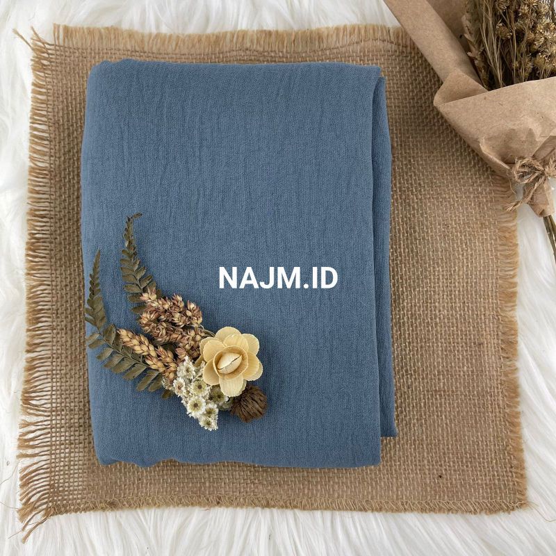 Pashmina Curve Crinkle Airflow 190x100 cm • Pashmina Curve Malay • Pasmina Curve Malaysia Jumbo Syari-Steell/Soft denim