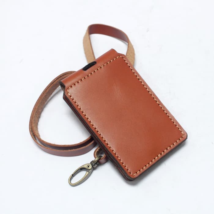 Name Tag ID card Holder kulit asli