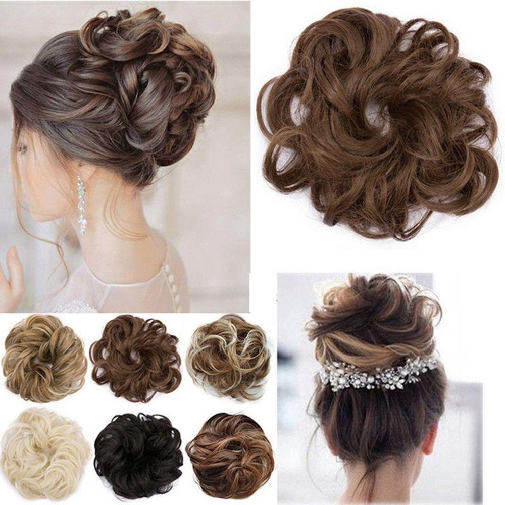 Needway Hair Bun Rambut Sintetis Pony Tail Wedding Messy Wave Curly Hair Extension Ponytail Updo Cover