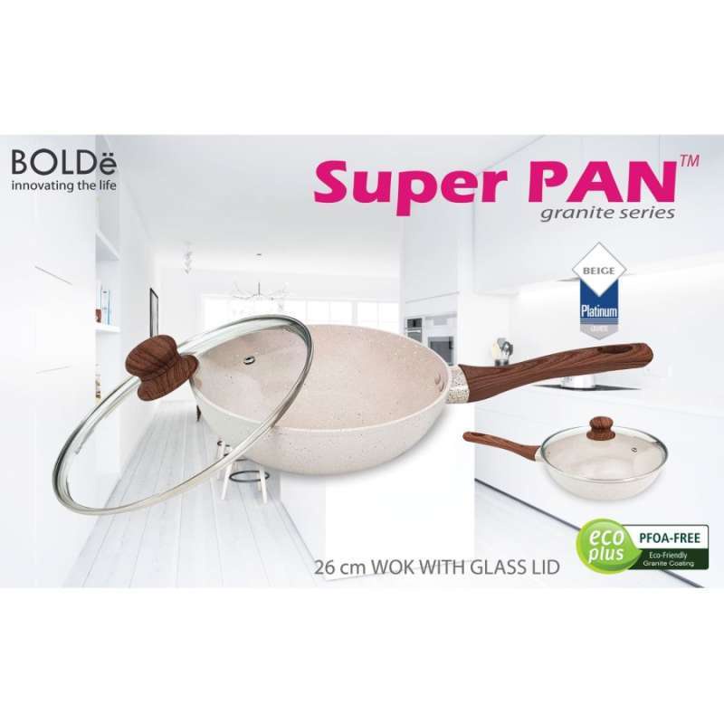 Wajan Tutup Kaca BOLDe Super Pan Wok Pan Granite 26 CM + LID