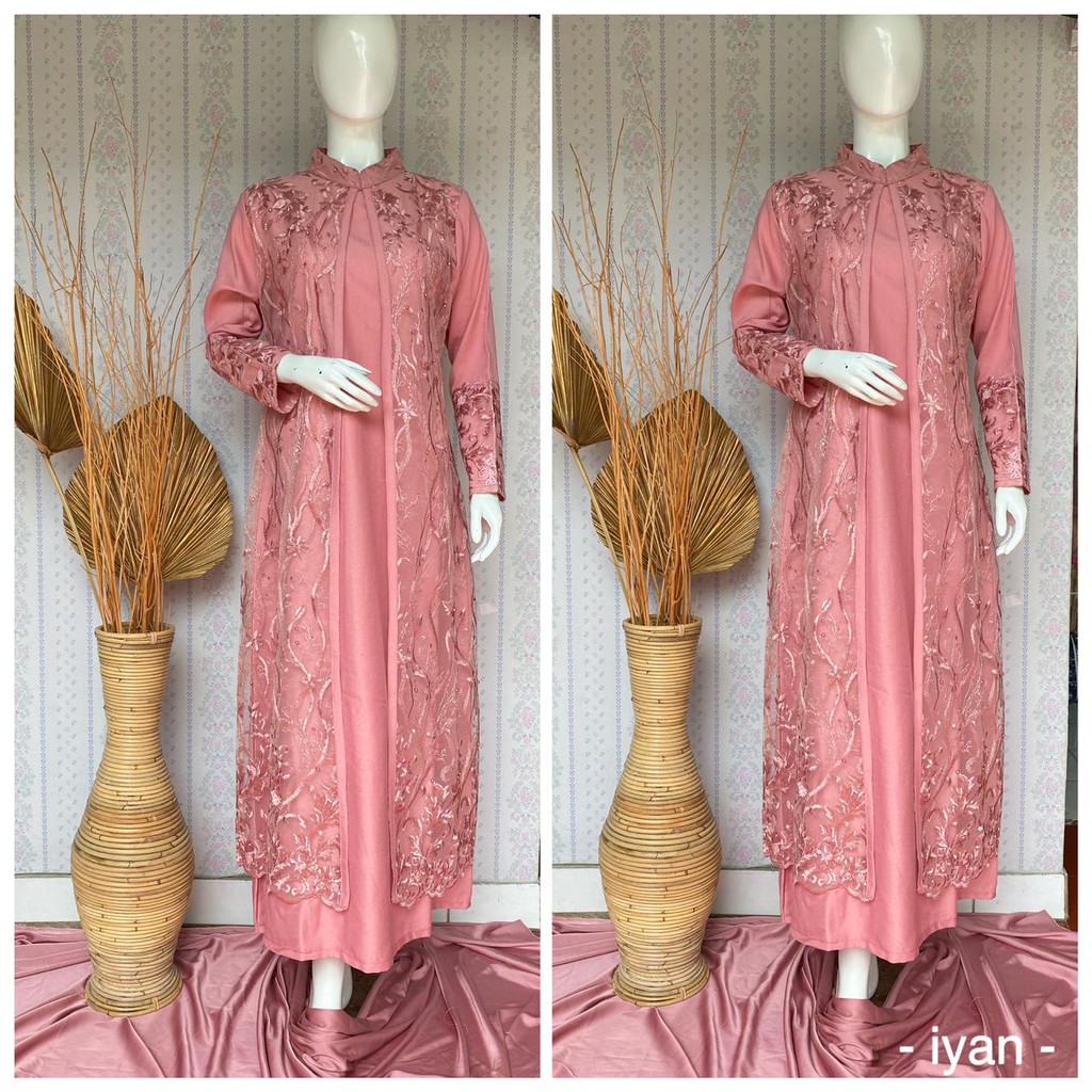 KEBAYA TILLE COMBI MOSCREPE - Stelan Kebaya Tunik / Kebaya Brukat / Kebaya Pesta / Kebaya Modern