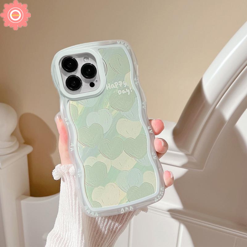 Soft Case Motif Lukisan Minyak Hati Hijau Untuk Oppo A17 A57 2022 A54 A15 A7 A1K A17k Reno 5 6 7 8 4F 4Lite A5s A12 A16 A3s A11K A15s A33S A35S A3 A52 2020