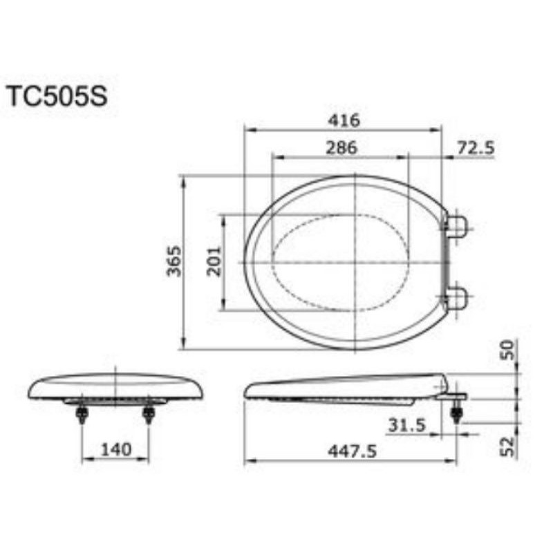 Tutup Closet Toto TC505S / Palstic Hinges Soft close