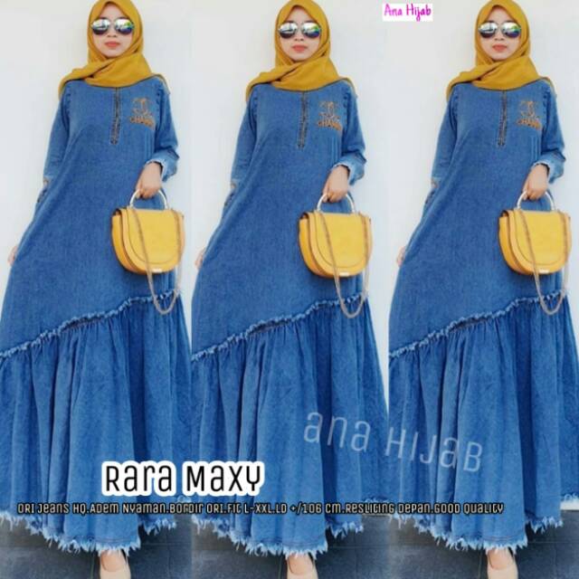MAXI DRESS GAMIS RARA MAXY BY ANA HIJAB//GAMIS BAHAN ORI JEANS