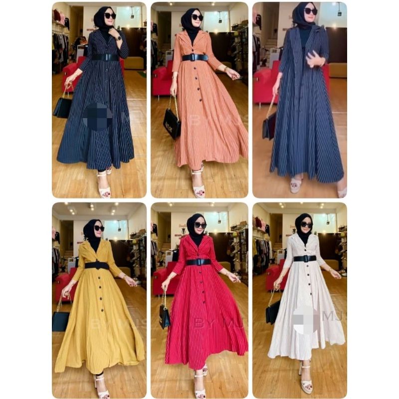maxy import stripe bangkok / dress import garis garis korean /maxi dress korea gamis impor premium