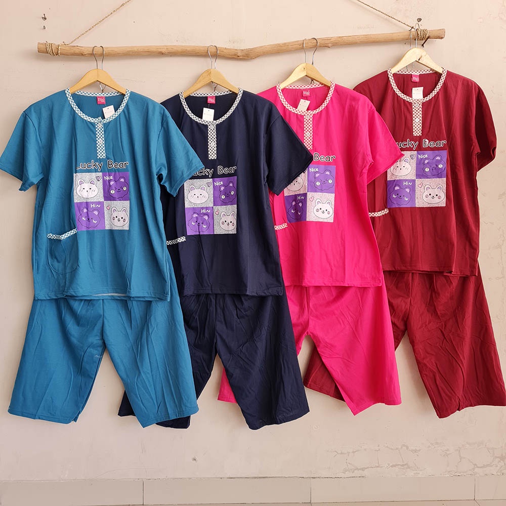 Baju Tidur Karakter Jumbo/ Setelan Baju Tidur Wanita Dewasa 3/4 Jumbo XXL