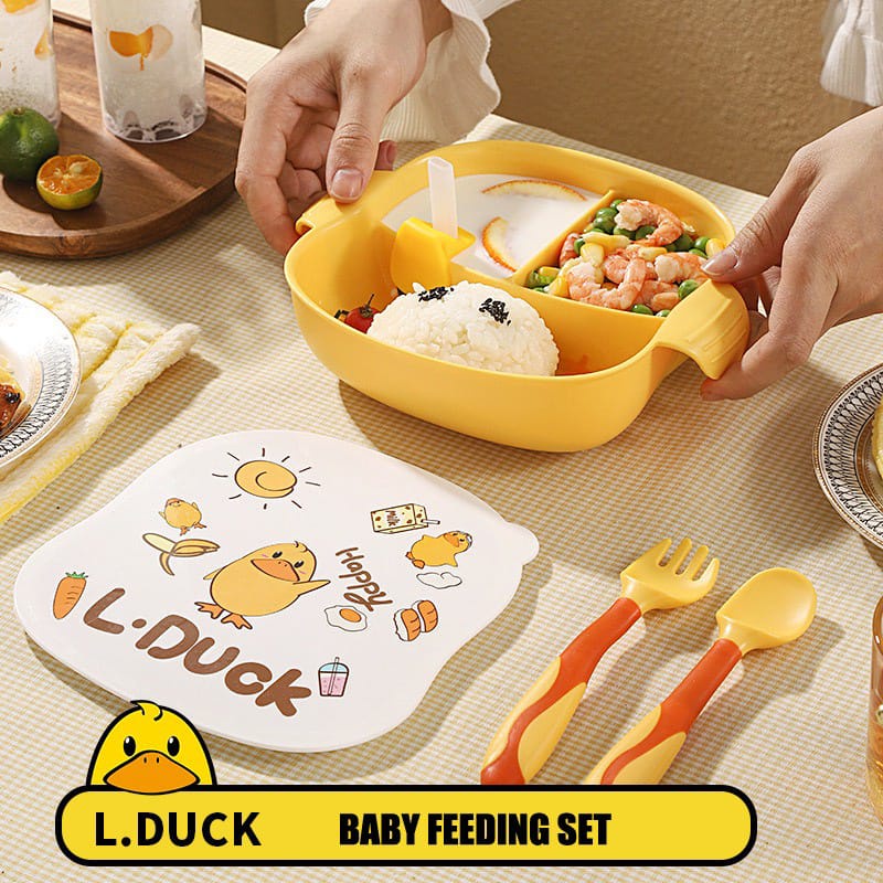 Kotak Makan Set L-Duck / Piring makan Bayi / Kotak Makan Bayi / Lunch Box Bayi