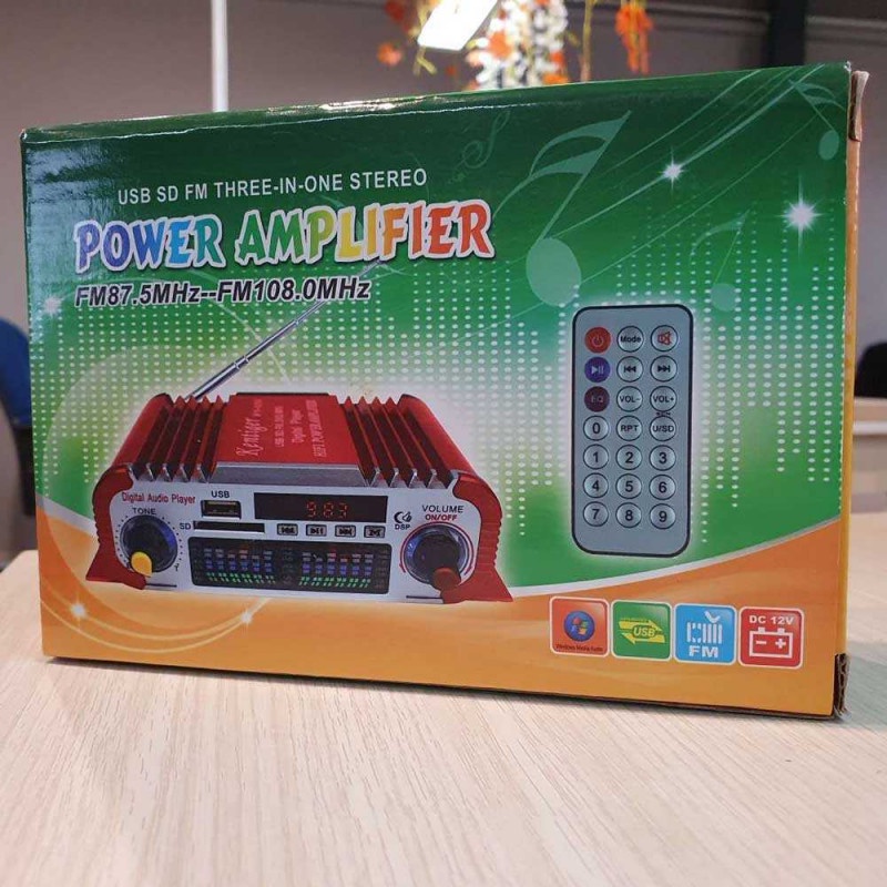 Power Amplifier Penguat Daya Audio Mobil Car 12V 100W Remote Aluminum