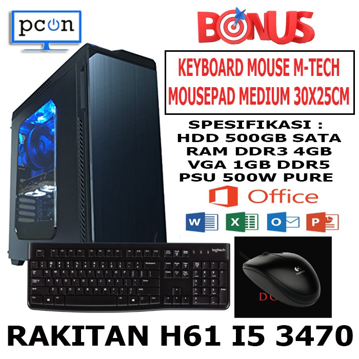 PC RAKITAN WARNET GAMING OFFICE i5 3470 RAM 4GB VGA 1GB DDR5