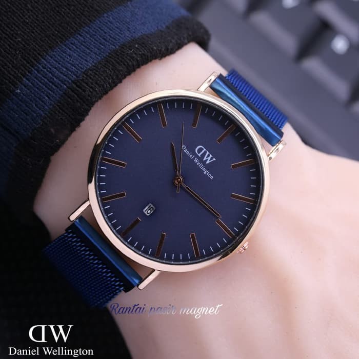 Jam Tangan Wanita / Pria DW Date Pasir Magnet Blue