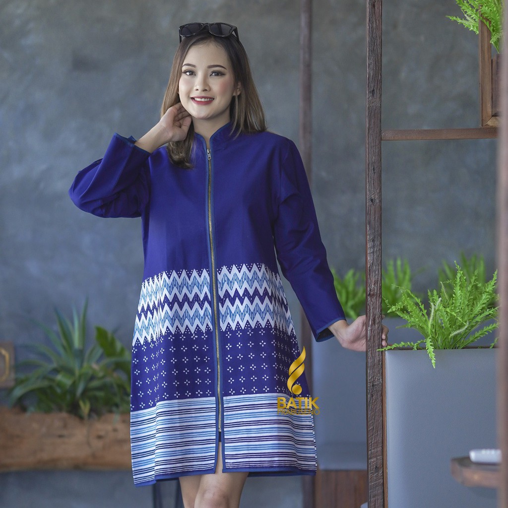 Batik Prabuseno Motif SEROJA Atasan Baju Batik Wanita Lengan Panjang Tunik Modern   Premium Pakaian 