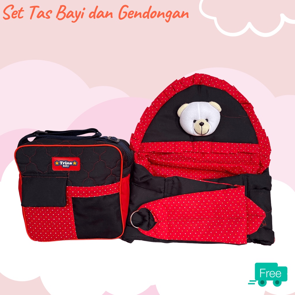 set perlengkapan bayi gendongan dan tas bayi polos termurah