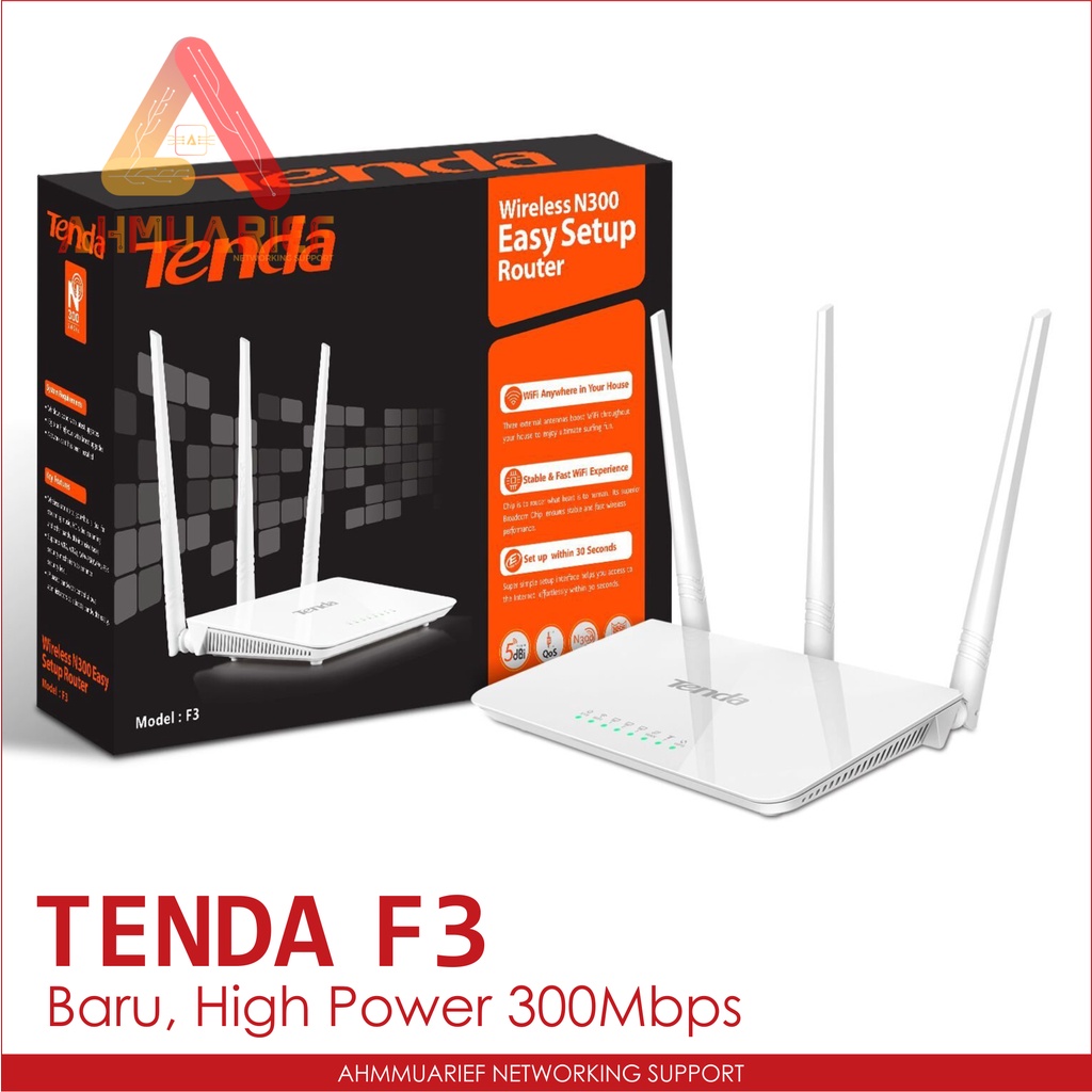 BARU - Tenda F3 Wireless Router Extender Access Point Wifi Repeater 300Mbps