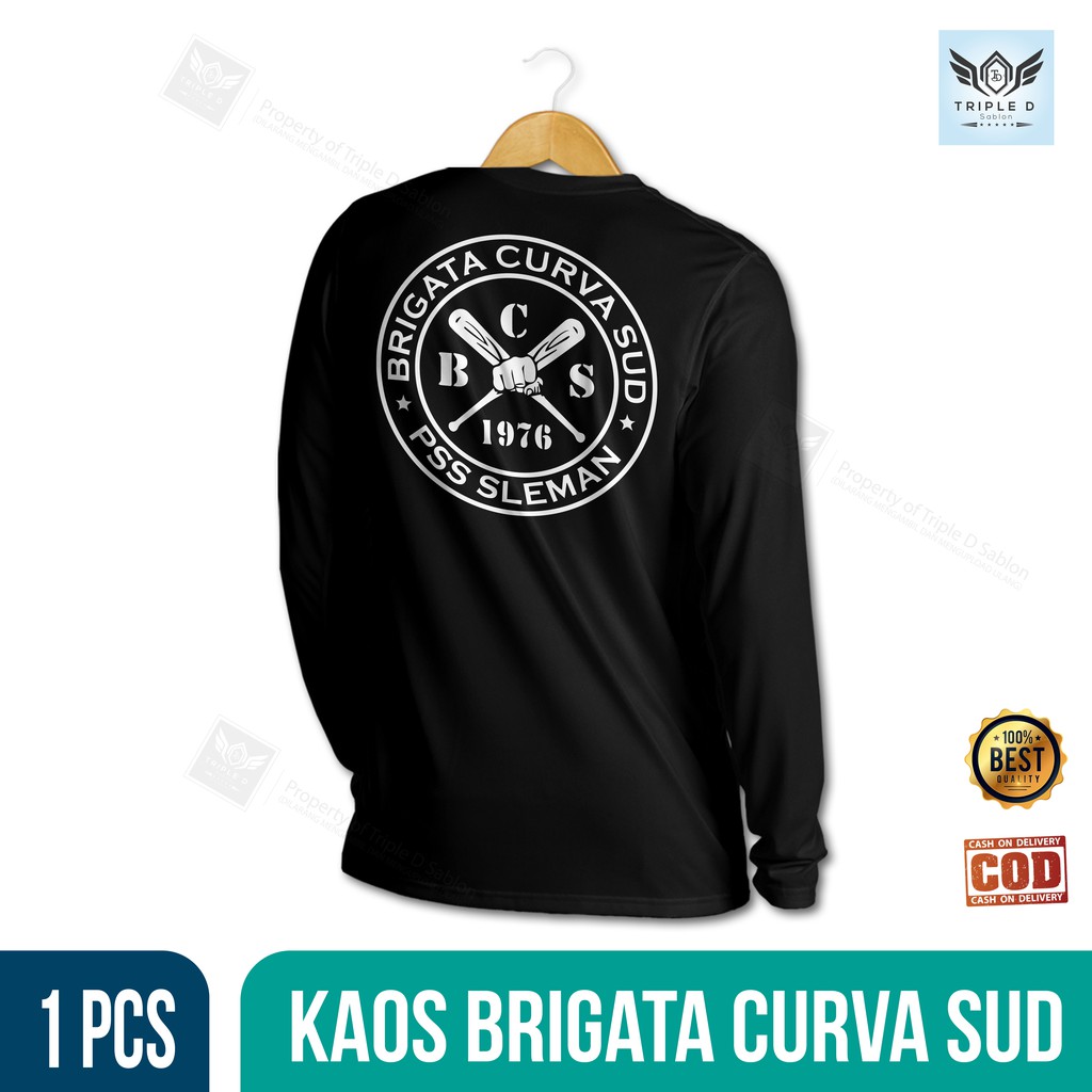Kaos Distro Bola PSS Sleman Pria Wanita "BRIGATA CURVA SUD" No Leader Just Together (Lengan Panjang)