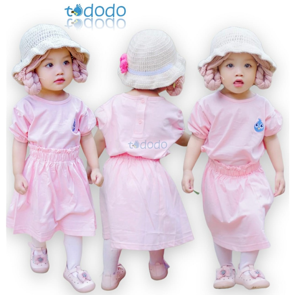 Baju Setelan Rok Anak Perempuan Tododo Set Polos Warna 1-3 Tahun