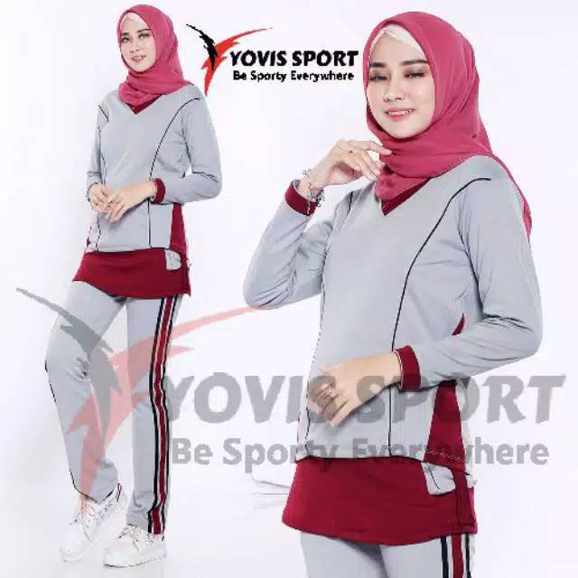 BS12 Setelan Baju Senam Wanita Yovis Sport | Seragam Olahraga Aerobic Gym Lari Terlaris