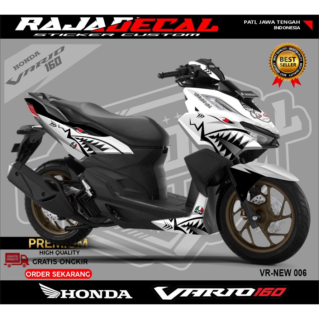Decal Sticker Vario 160 full body - Dekal Stiker Striping lis Vario 160 New 2022 Desain Shark Kode 0