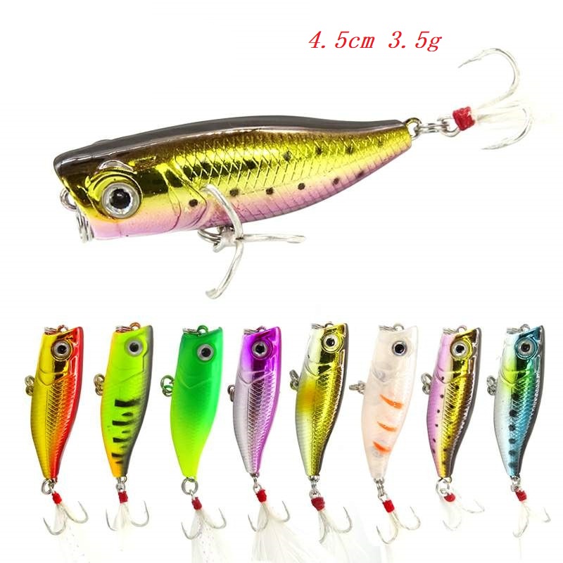 1pc Umpan Pancing Ikan Mini 4.5cm 3.5g Dengan Kail Wobbler