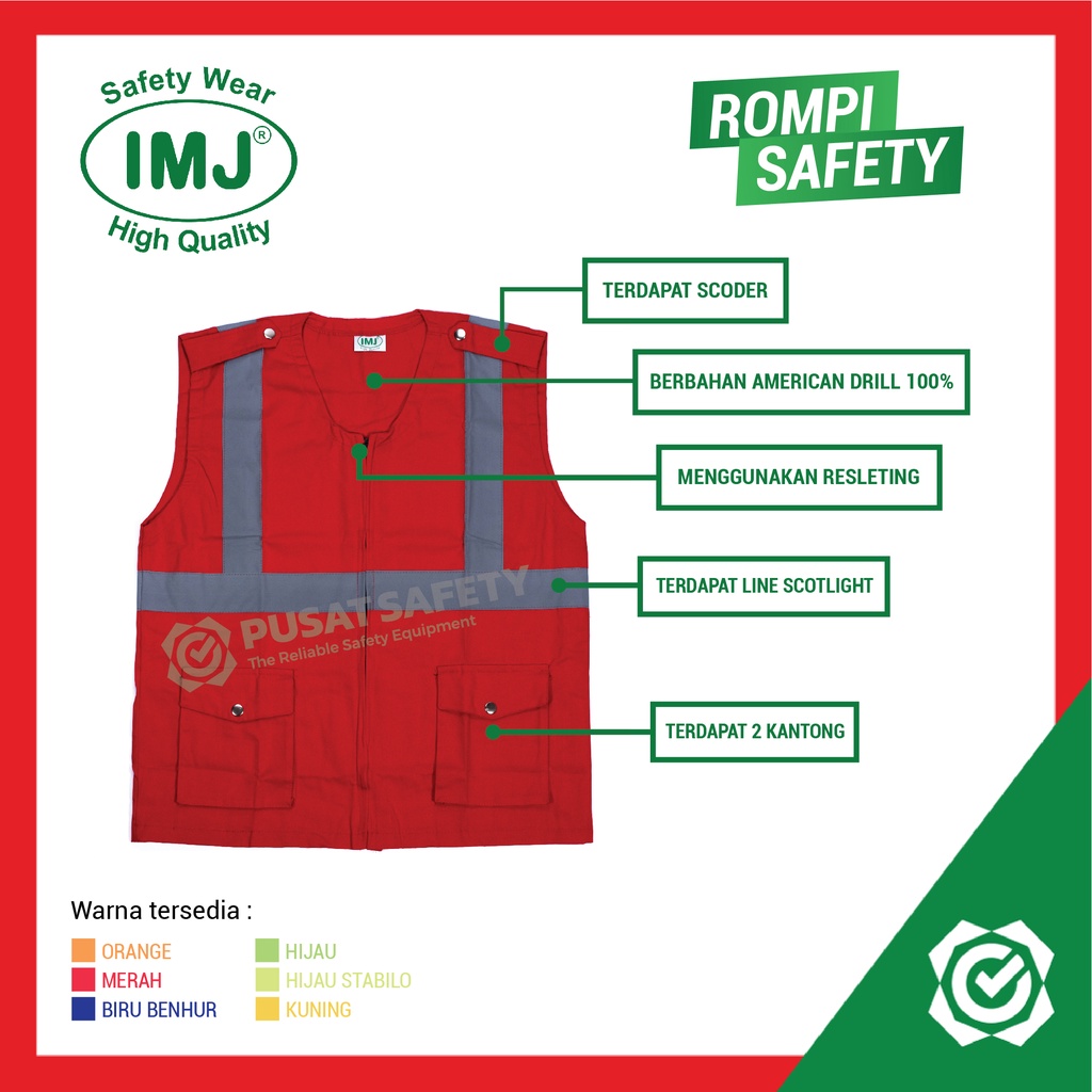 Rompi Safety Proyek Kerja Lapangan Scotlight 2 Kantong IMJ