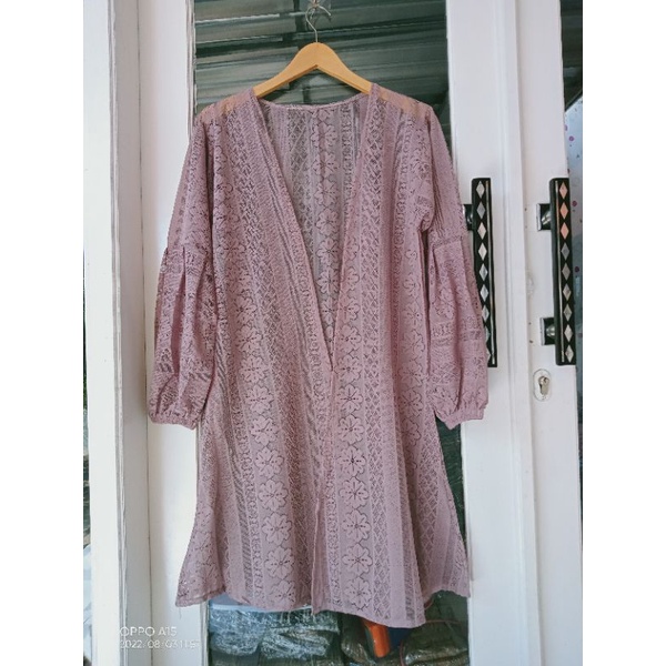 Kardigan brukat/promo long outer brukat/outer cardy wanita-Choco purple