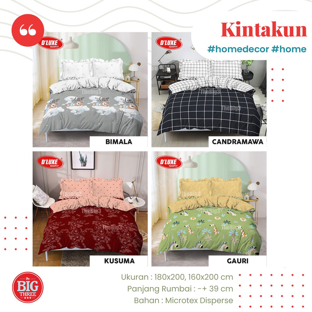 KINTAKUN Bedcover + Sprei Rumbai 180x200 / 160x200 - Candramawa Citra Damara Gemi Gian Gista Kirana Kartika Nurmala Rena Aalborg Unicorn Spongebob Puzzle Danielle Wana Lopika BC 180 160 RUMBAI TBT