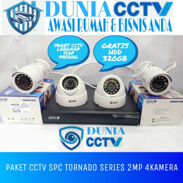 PAKET CCTV 4CH 2MP 1080P SPC KOMPLIT HARGA GROSIR