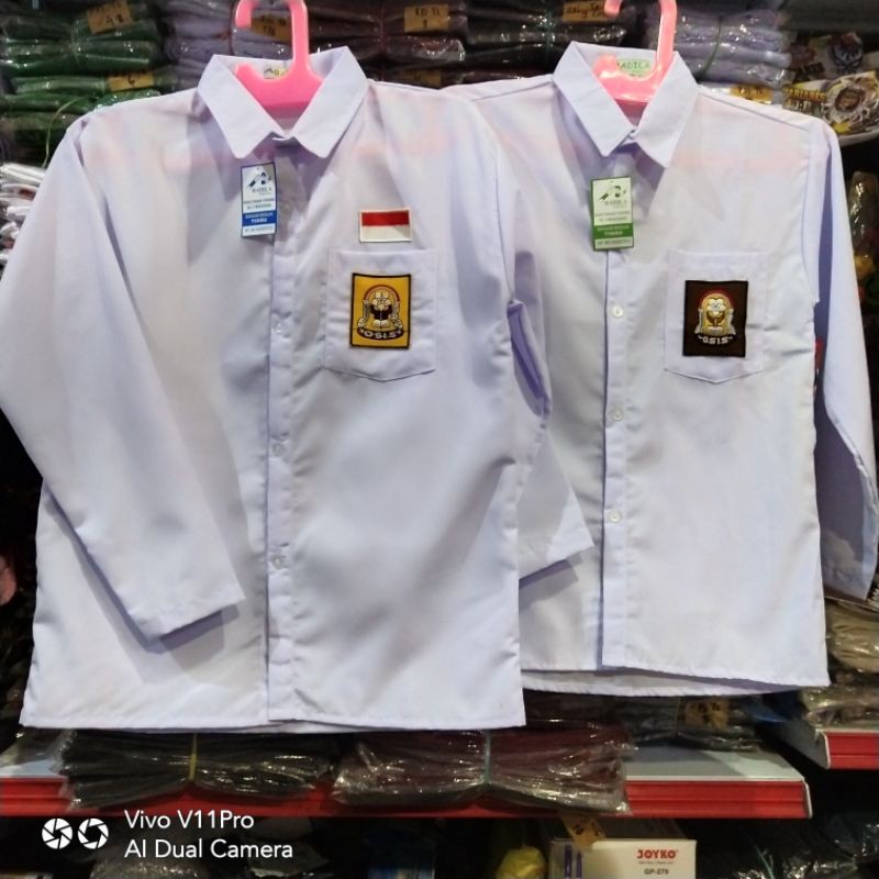 Seragam Sekolah Baju Putih Panjang Lengan Oblong SD SMP SMA Kain Tissu