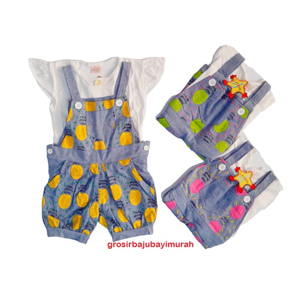 setelan baju anak 1-2 th overall motif NANAS