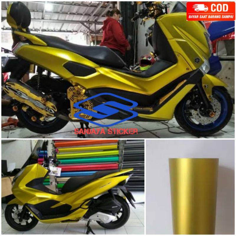 Stiker Skotlet motor kuning matte chrome Stiker motor kuning chrome doff