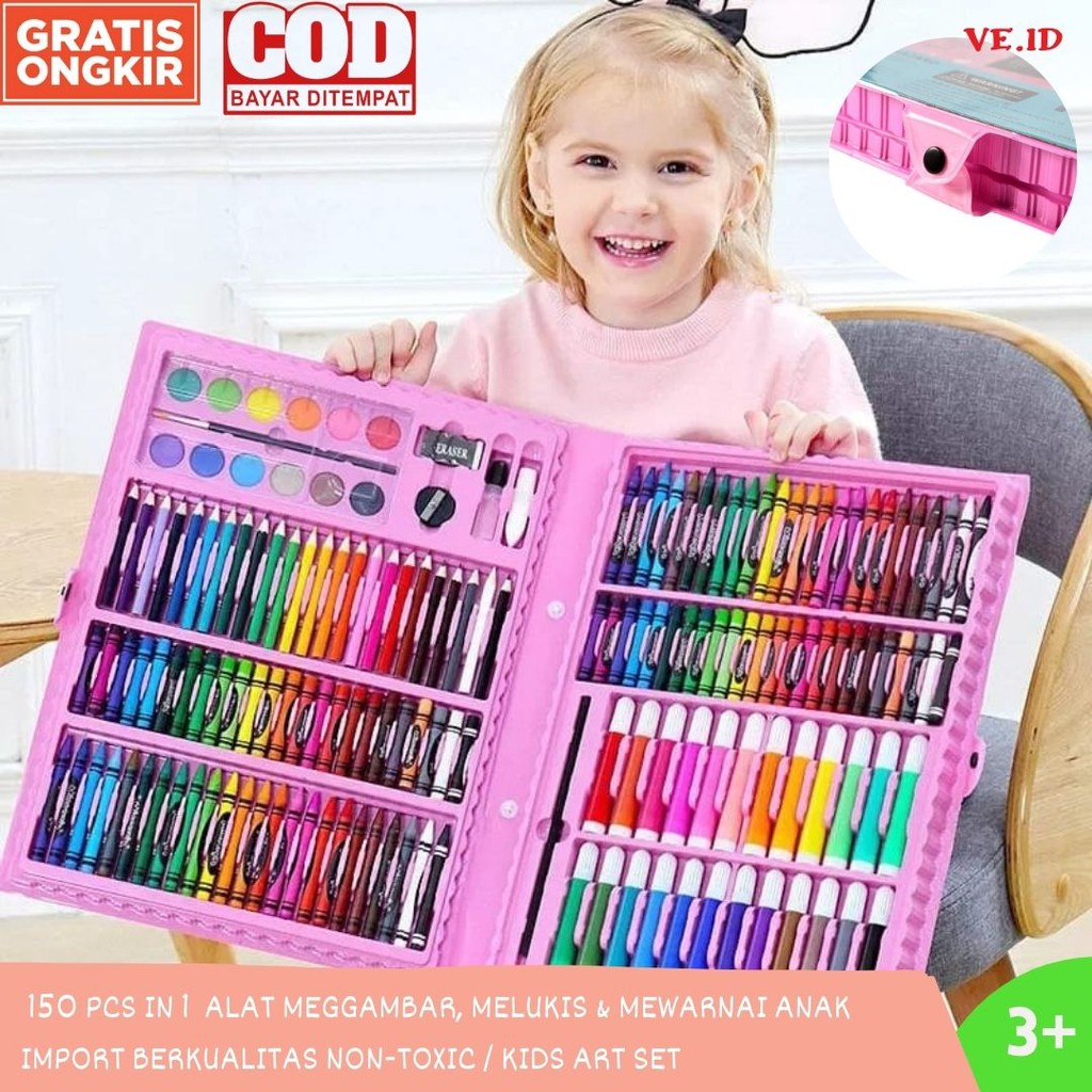 

Krayon - Crayon Set Koper 150 Pcs Oil Pastel/ Pensil Warna Set Alat Menggambar Mewarnai Melukis Anak