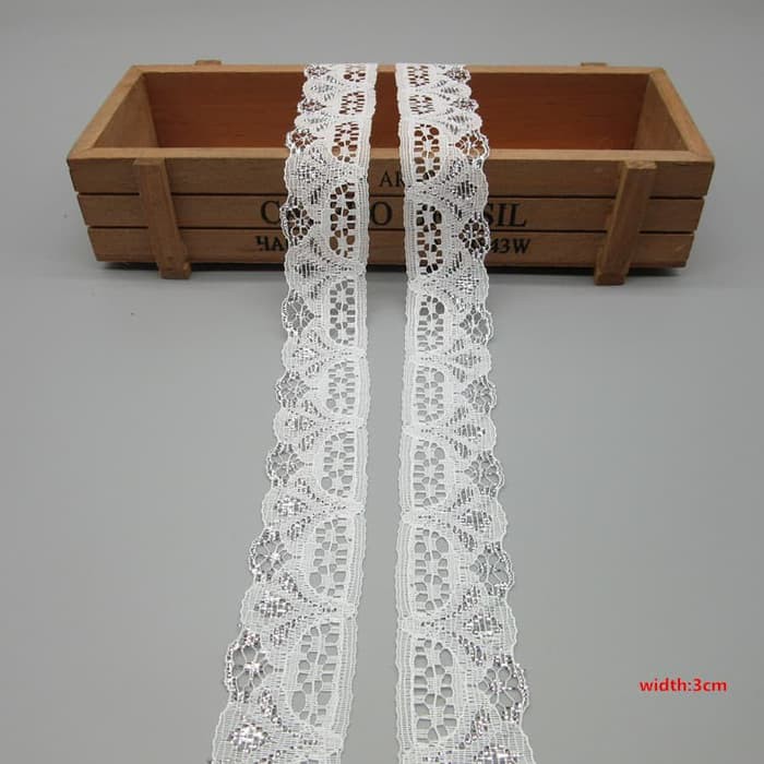 SILVER African Lace Ribbon 30mm (per meter)