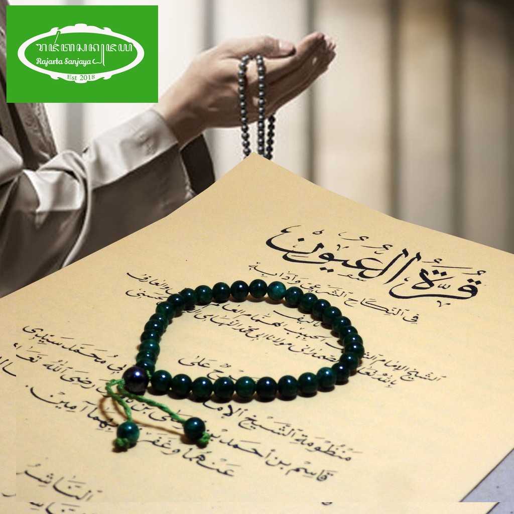 Tasbih Muslim Batu Kristal Hijau Green Quartz 33 Butir 6Mm