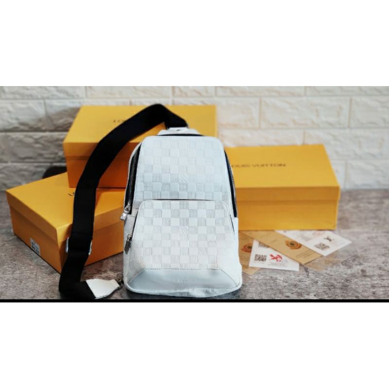 tas cowok ORI kualitas supreme Louis Vuitton warna putih