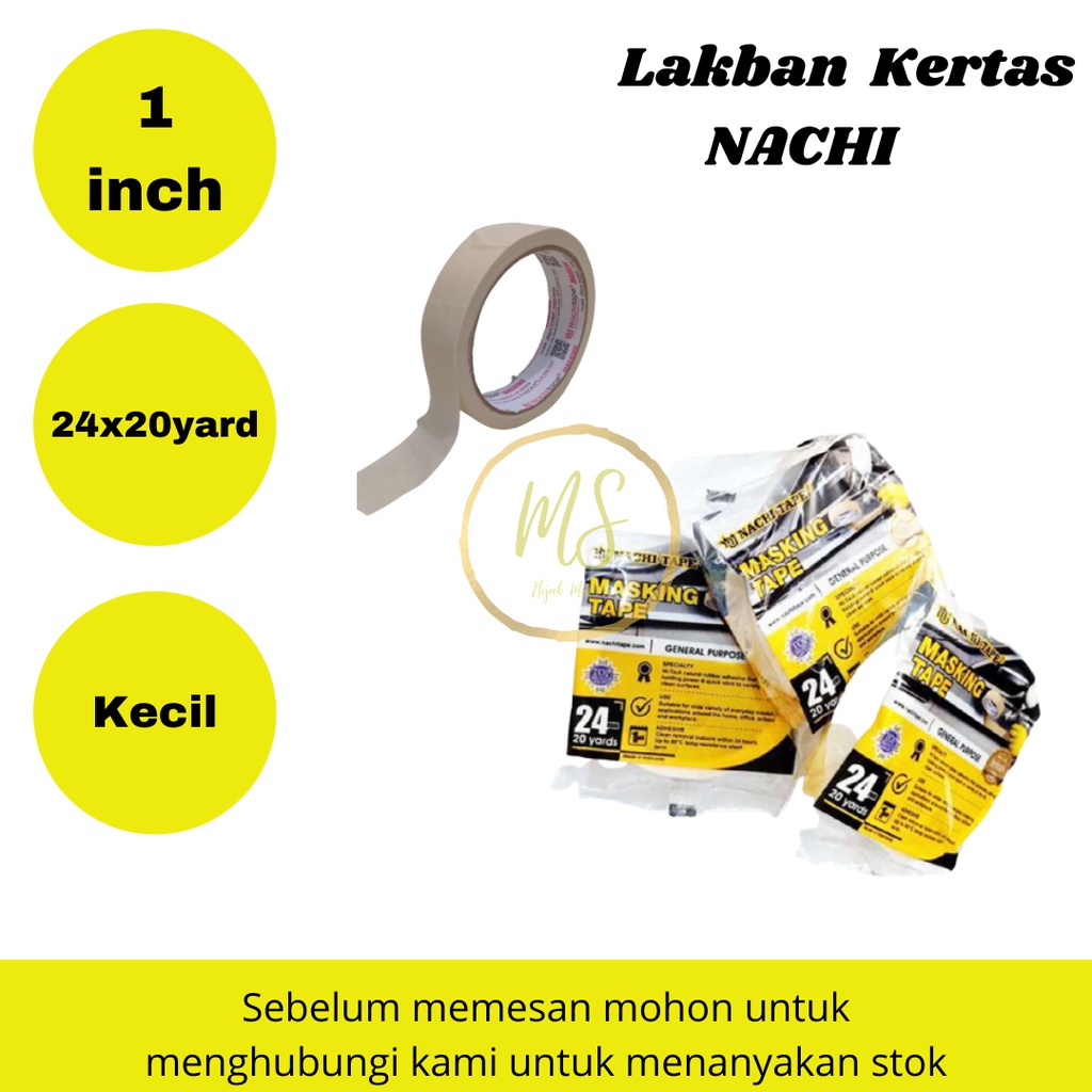 

LAKBAN KERTAS NACHI UKURAN 24x20yard KECIL, TEBAL 1inch