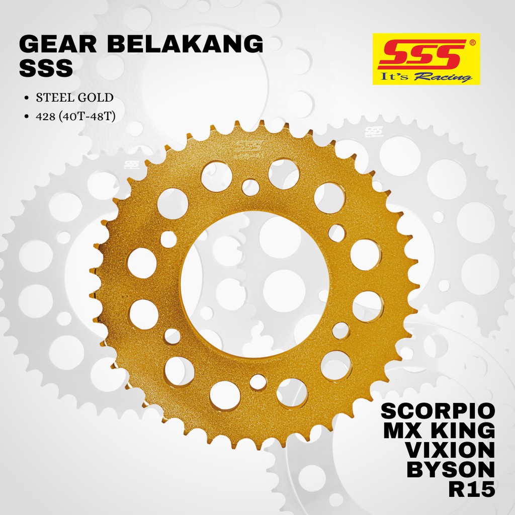 Gear Gir Scorpio mx king r15 vixion BYSON sss 428 41 42 43 44 45 46 47 48 49 50 steel gold