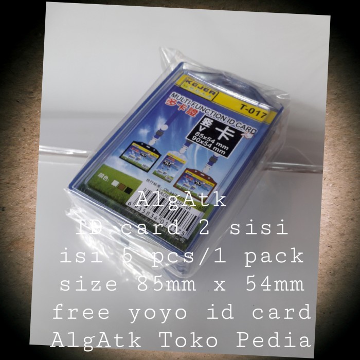 

READY NAME TAG/ID CARD TANDA PENGENAL. 2 SISI T-017. ISI 5 PCS/BH. TERLARIS