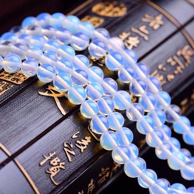 Moonstone opalite agate 8mm ready stok glow bahan gelang kalung murah