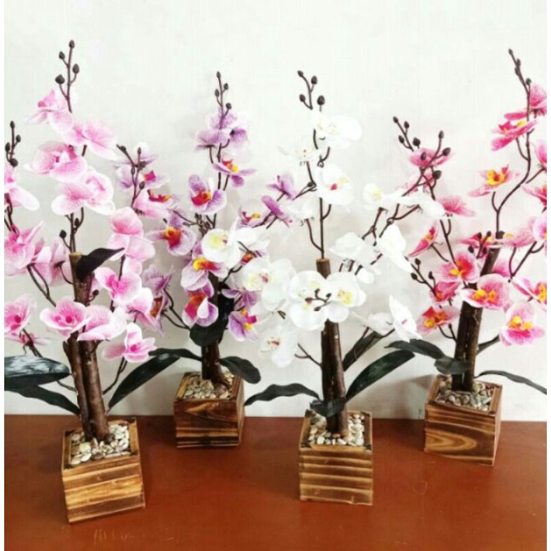 bonsai bunga anggrek bunga hias artificial bunga palsu dekorasi pot bunga hias