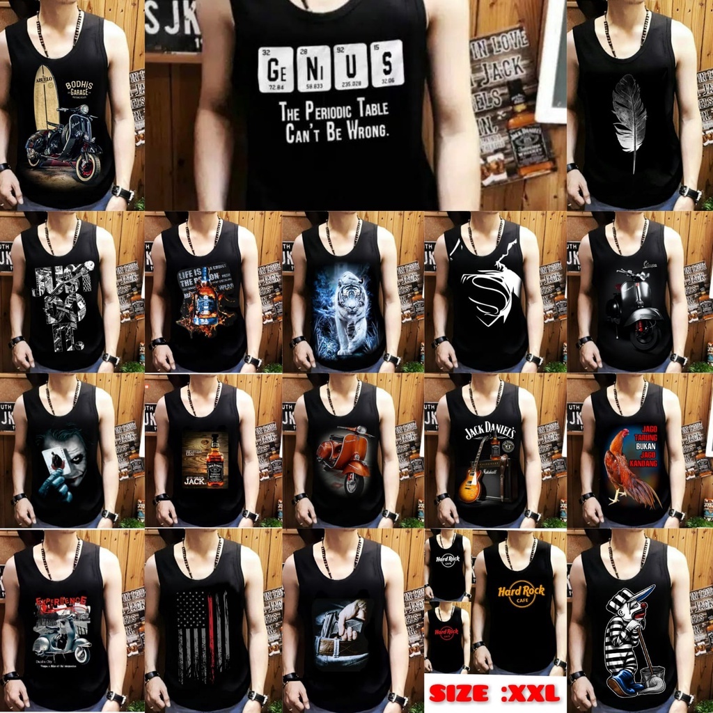 SINGLET PRIA KHUSUS UKURAN XXL LD 110cm READY GAMBAR BARU / SHALCH TRENDY