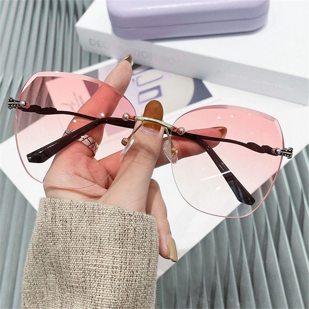 Nanas Kacamata Hitam Tanpa Bingkai Berwarna Perlindungan UV400 Eyewear Oversized