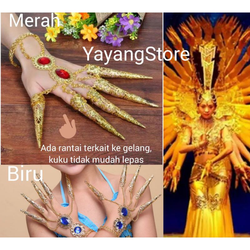 Kuku Tari Tarian Kuku Pengantin Adat Kuku Emas dengan Gelang Rantai